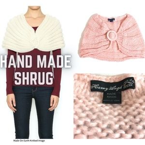 Hand Made Pink Shrug with Large Loop Accent Button